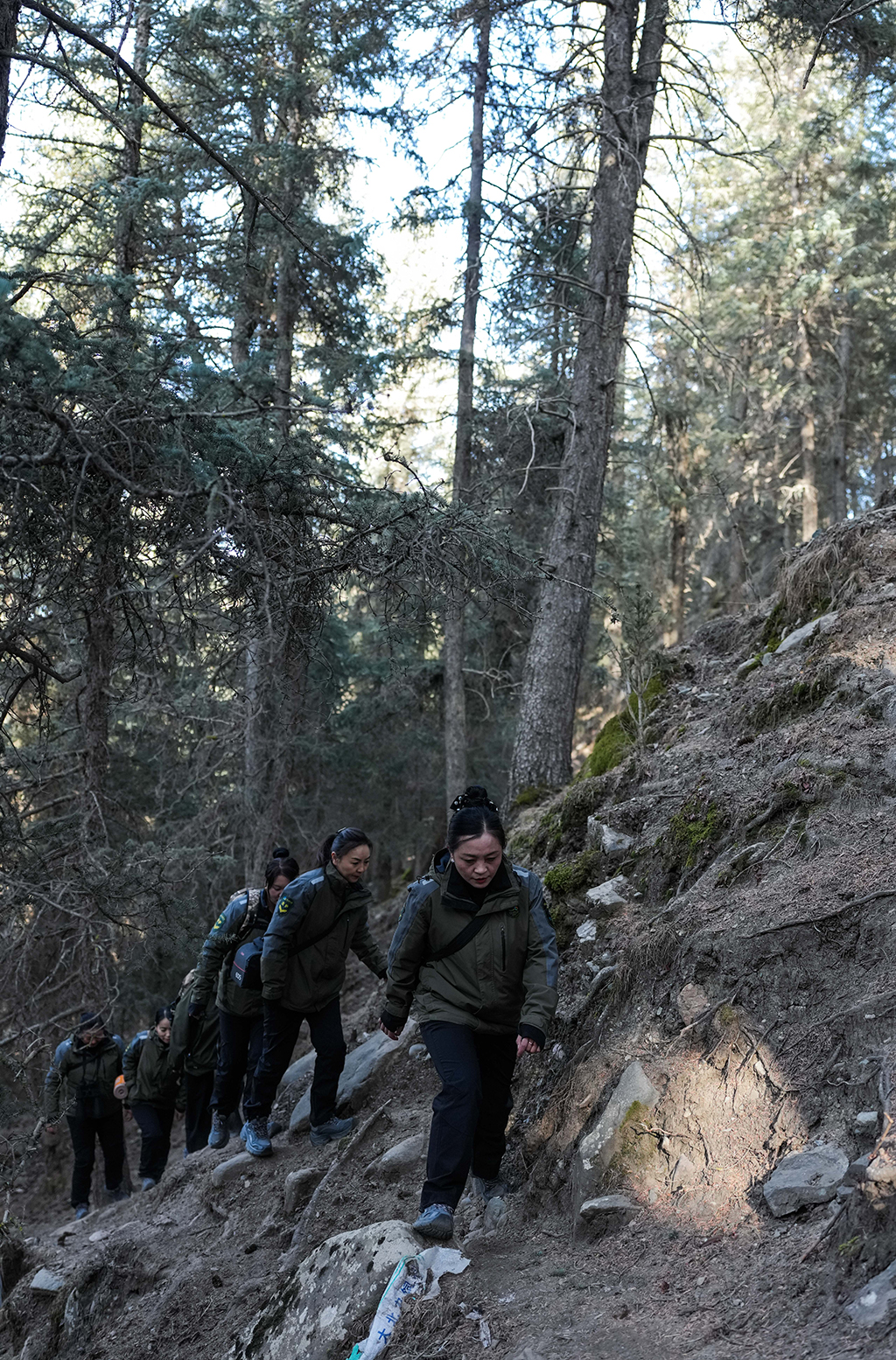 3月6日，祁连山国家公园（候选区）青海片区青阳沟管护站女子管护员在巡护祁连山。