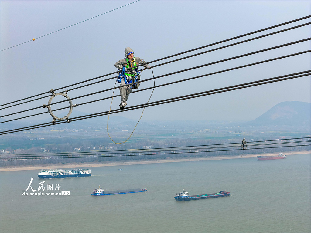 安徽枞阳:±800千伏金塘线安徽段长江大跨越线路检修【4】