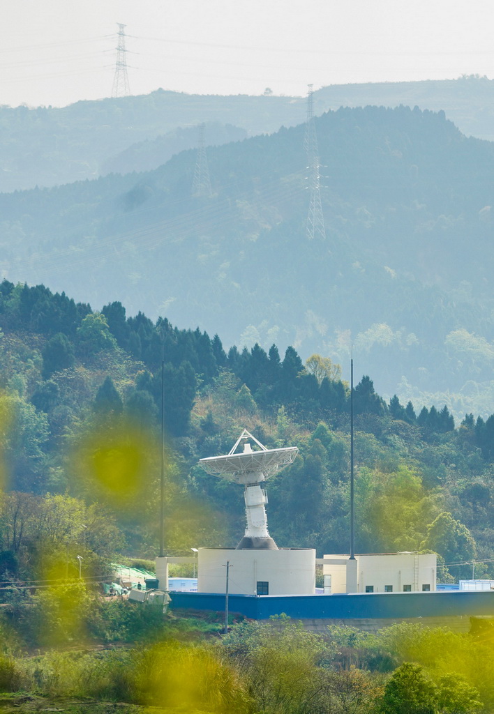 3月28日拍攝的位於四川天府新區眉山片區的環天星座衛星地面接收站。