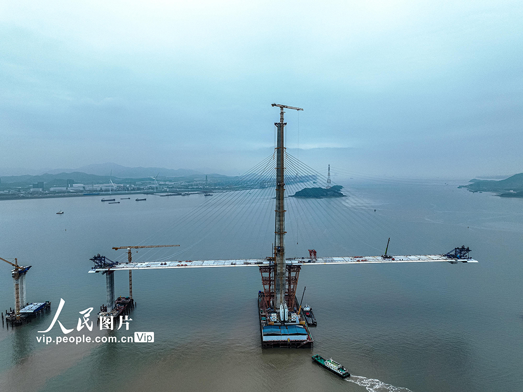 浙江舟山:青龙门特大桥建设如火如荼【4】