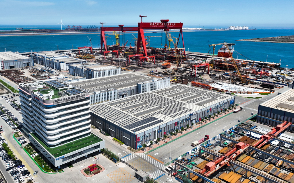 5月8日拍摄的位于天津港保税区的海油工程天津智能制造基地（无人机照片）。