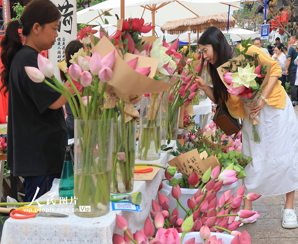 江苏苏州：桃花坞荷花市集人气旺【2】