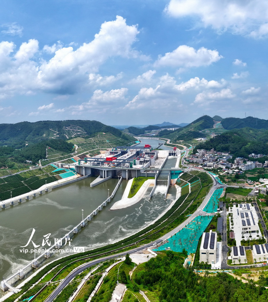 2026年8月15日，在广西钦州市灵山县旧州镇航拍的平陆运河马道枢纽。