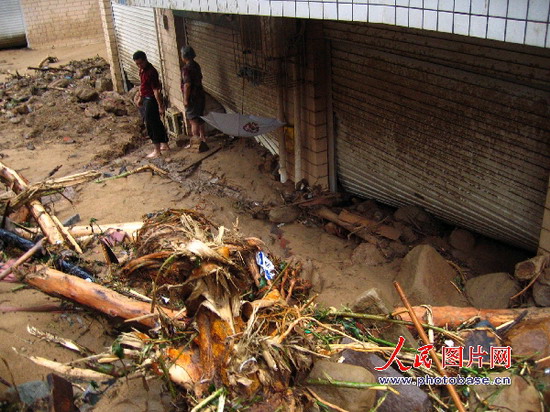 组图:115年不遇暴雨 万吨泥石流倾泻重庆城区